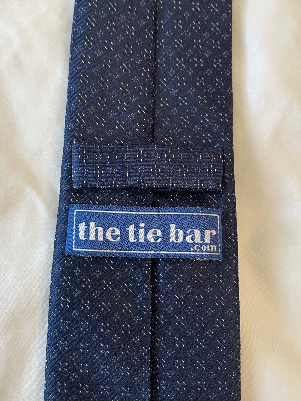 The Tie Bar Navy Textured Geometric Tie - Picture 3 of 7